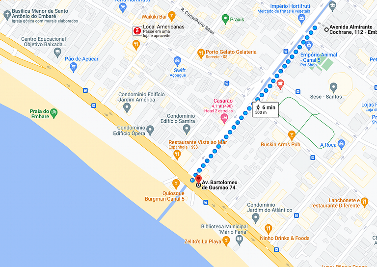 Canal 5 Embaré a 500 m da Praia